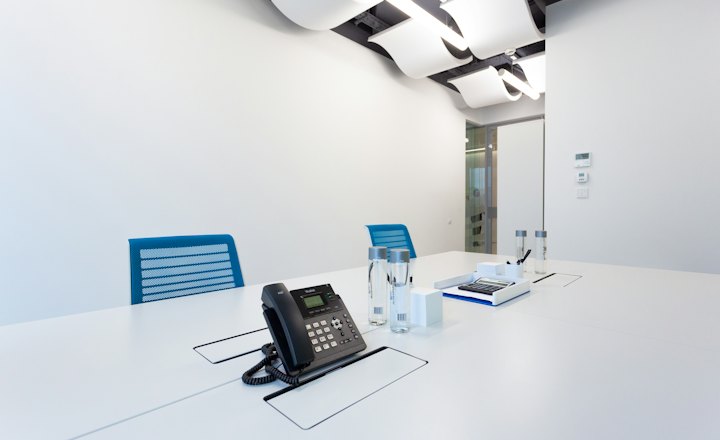 Desk phone on a meeting room table